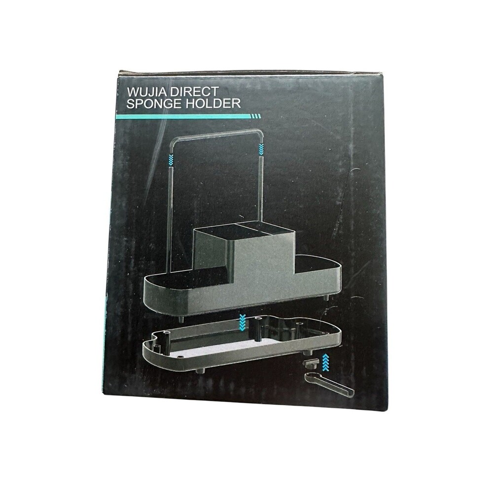 NEW Wujia Black Sink Caddy Sponge Holder for Kitchen & Bathroom Large w/ Drain